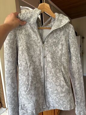 Light Gray Scuba Lululemon Patterned Zip-Up Hoodie